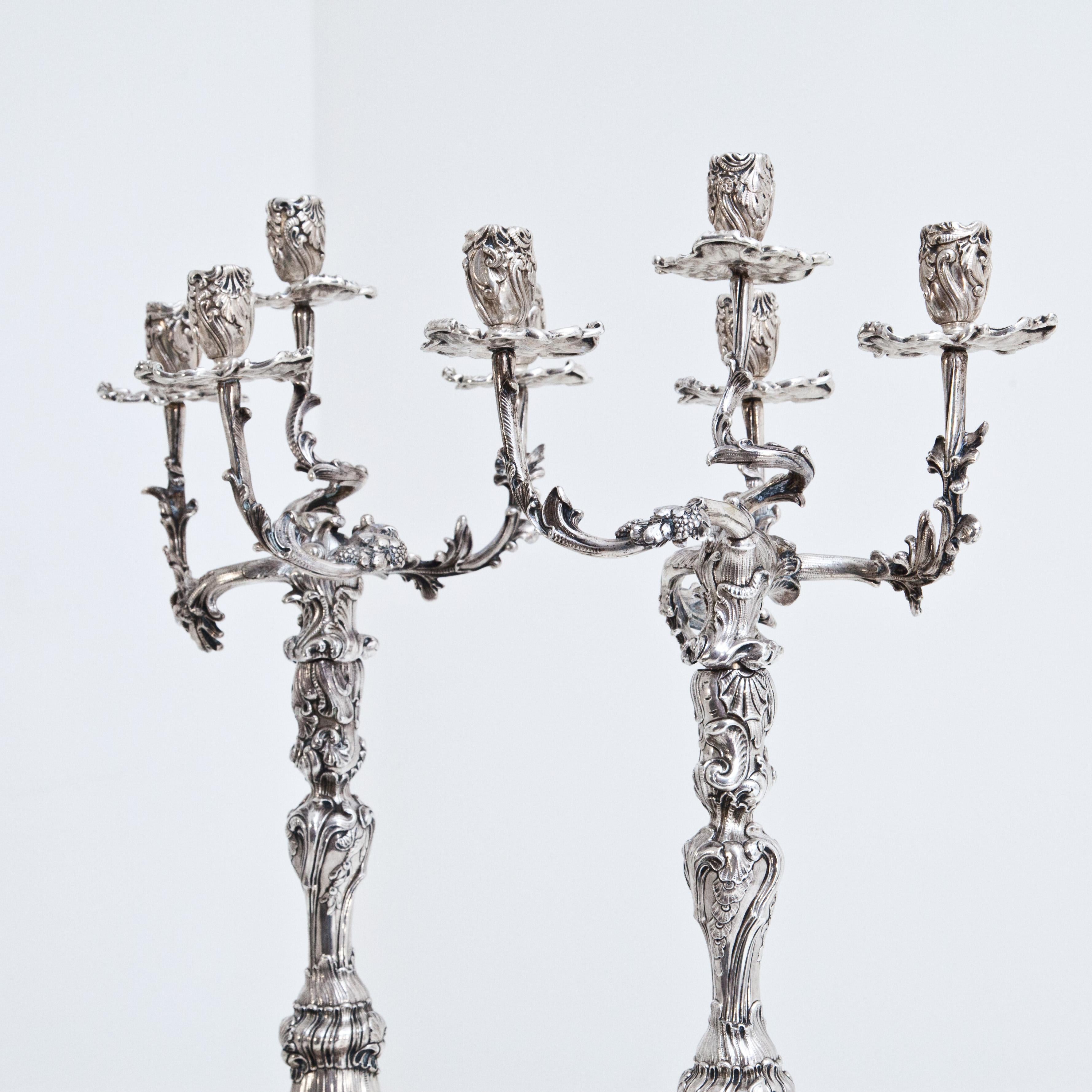 Pair of Silver Candelabras, Mau, Dresden Second Half of the 19th Century 4
