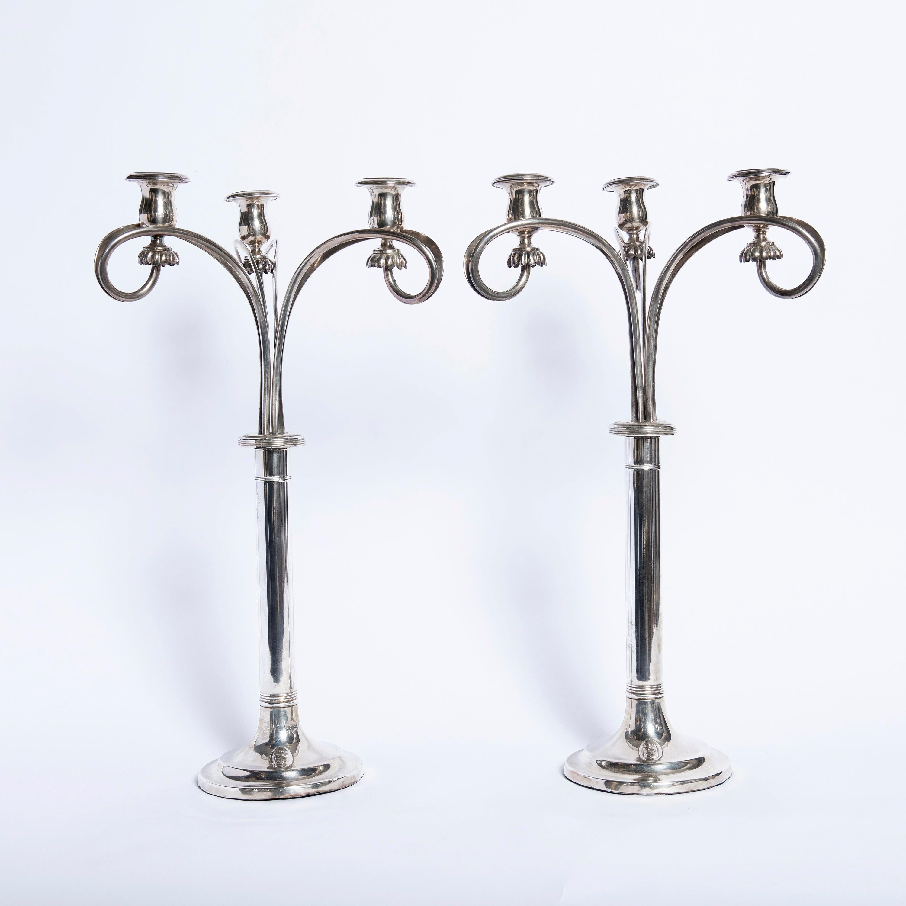 Pair of silver candelabras signed Mayerhofer, Austria, late 19th century.