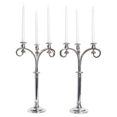 Pareja de candelabros de plata firmados Mayerhofer, Austria, Finales del siglo XIX
