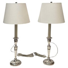 Pareja de candelabros de plata como lámparas de mesa
