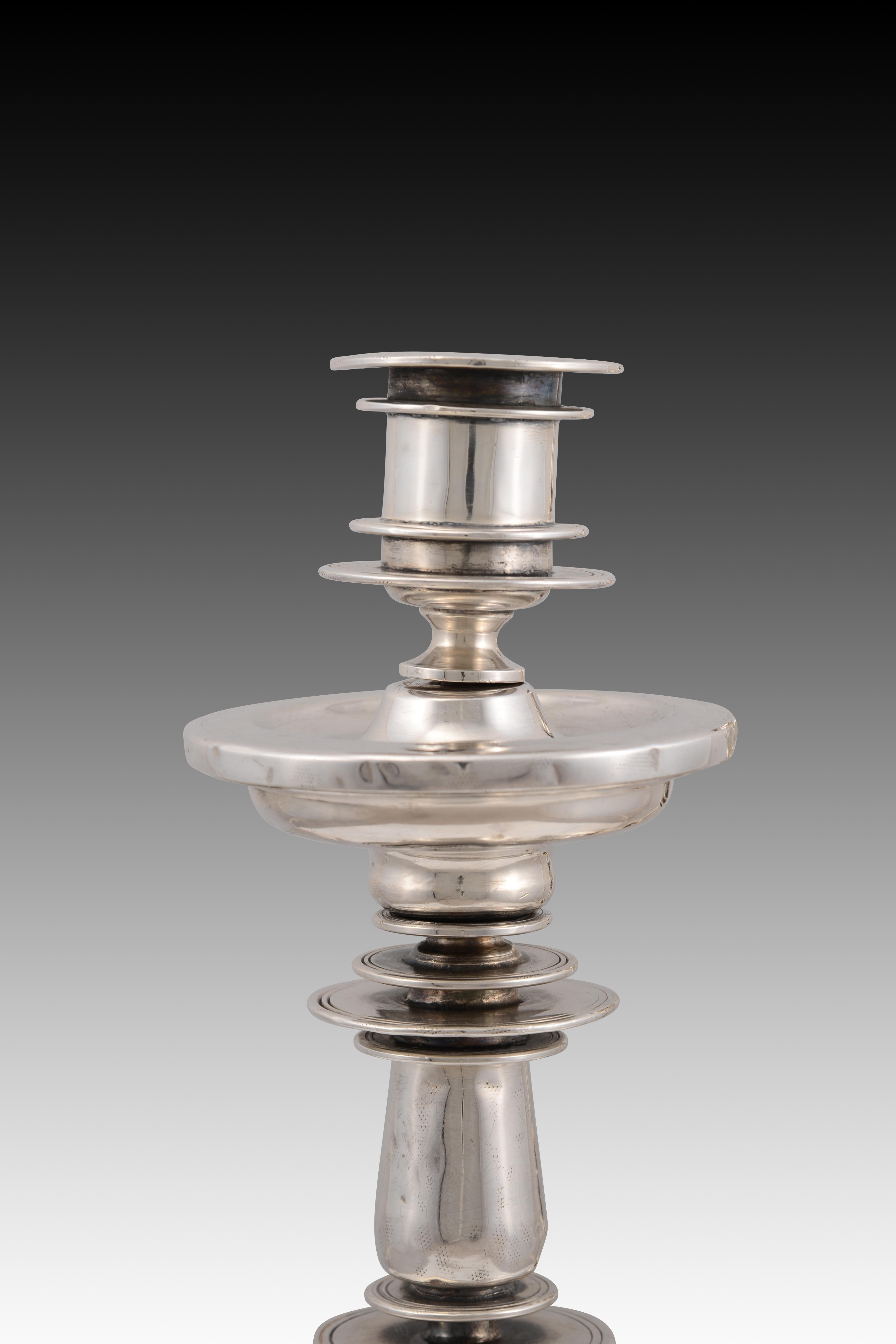 18th Century and Earlier Pair of silver candlesticks. 18th century For Sale