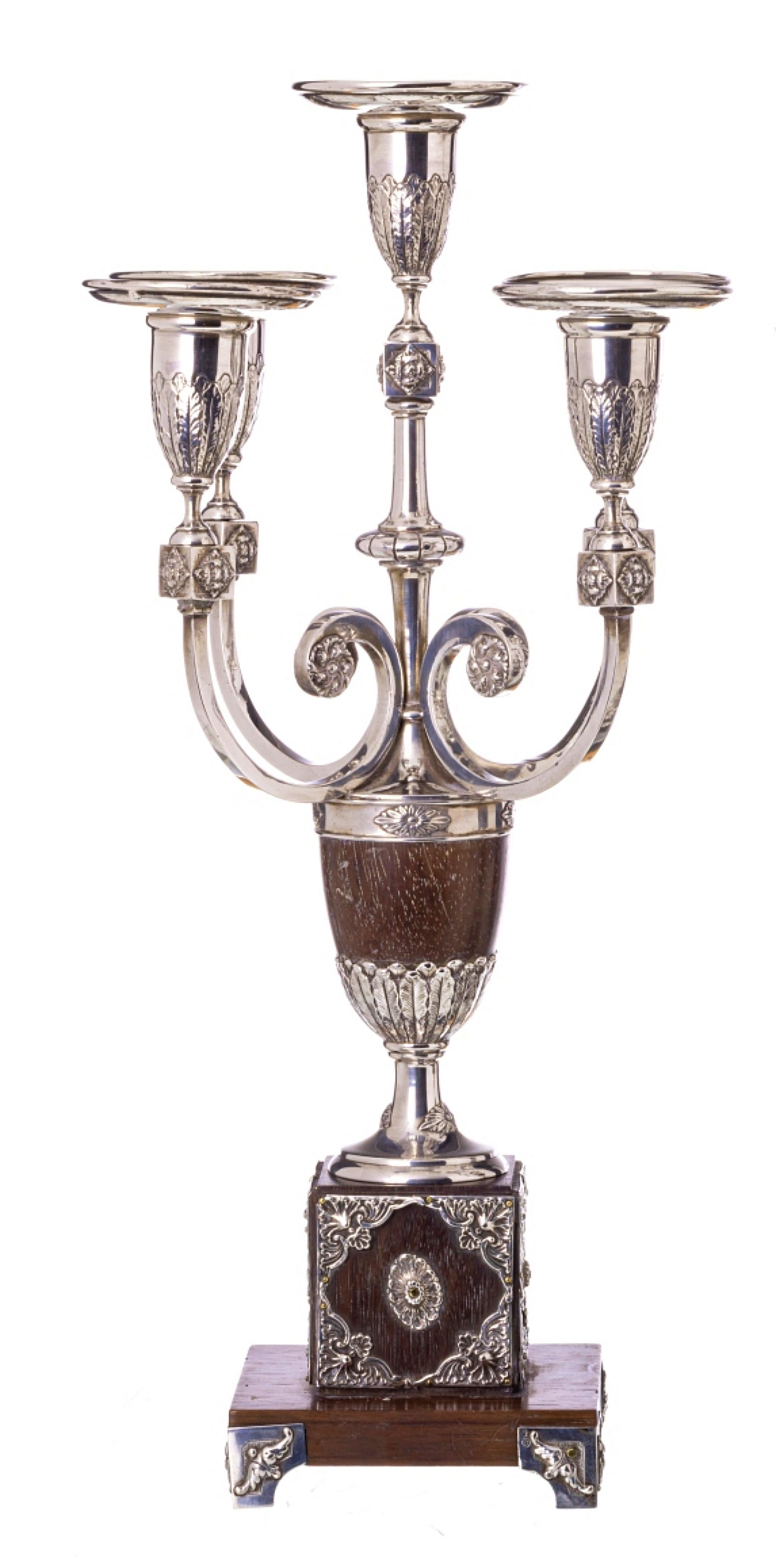 Portuguese Pair of Silver Candlesticks 19th Century For Sale