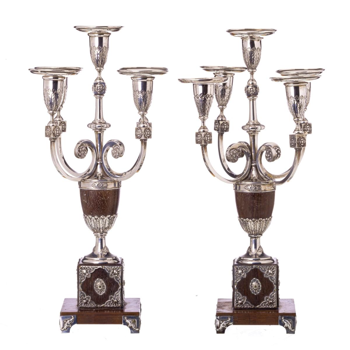 Hand-Crafted Pair of Silver Candlesticks 19th Century For Sale