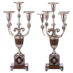 Antique Pair of Silver Candlesticks 19th Century