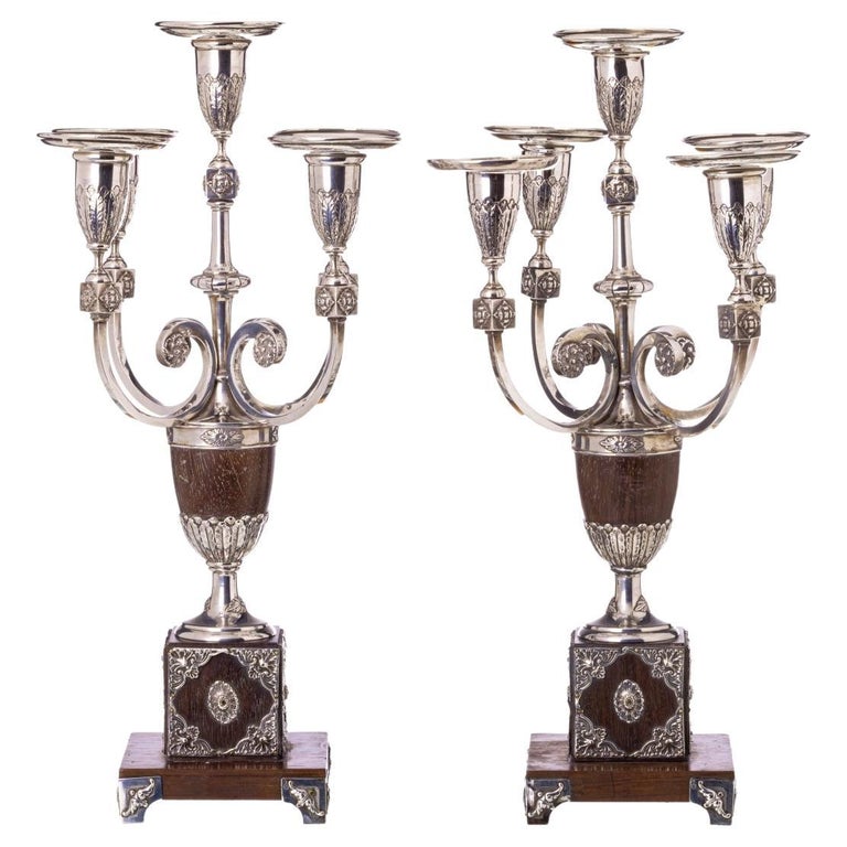 Pair of Silver Candlesticks 19th Century For Sale at 1stDibs