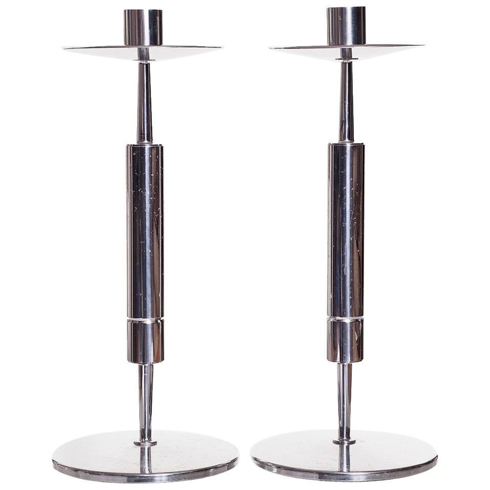 Pair of Silver Candlesticks Attributed to Tommi Parzinger / Dorlyn Silversmiths