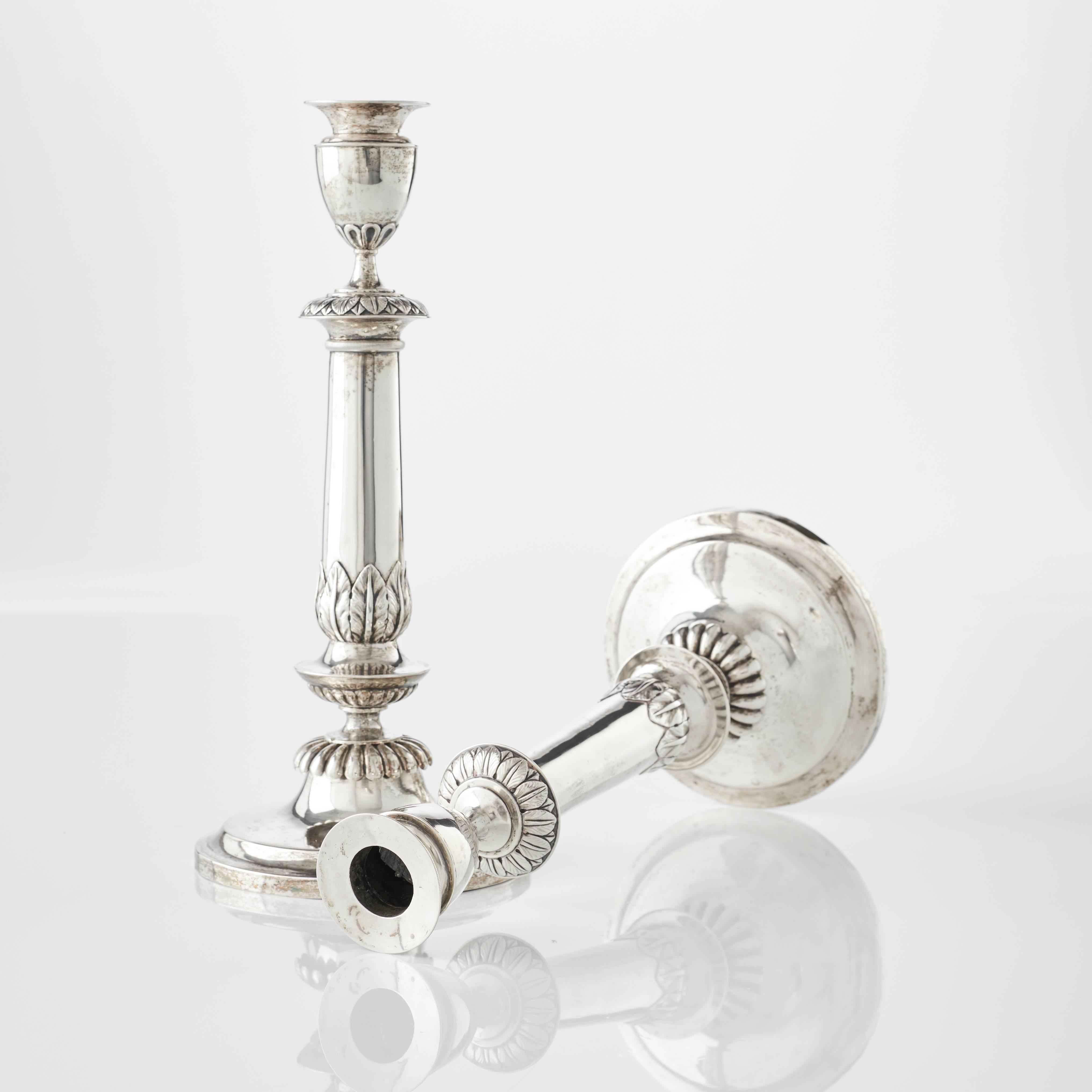 German Pair of Silver Candlesticks by Peter Frantz Vigelius, Frankfurt am Main