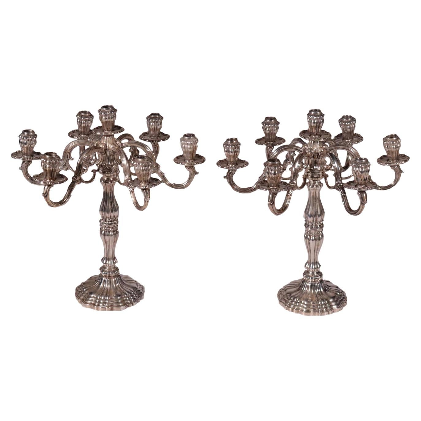 Pair of Silver Candlesticks by Ramponelli Luigi at 1stDibs