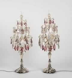 Pair of Silver Candlesticks Converted in Girandole Lamps Belgium, circa 1772
