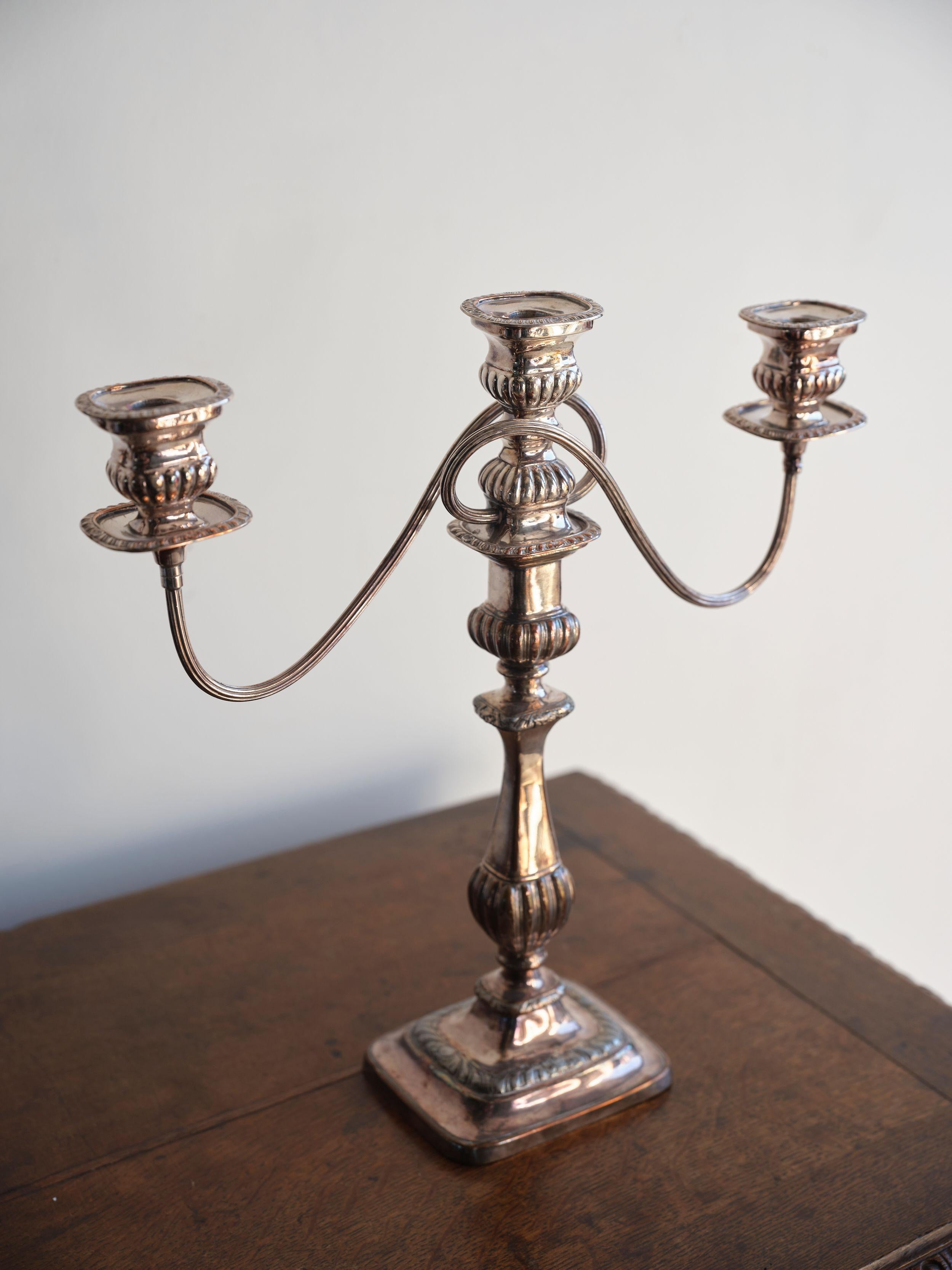 French Pair of Silver Candlesticks For Sale