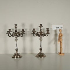 Pair of Silver Candlesticks Milan, Italy, Mid-1900s