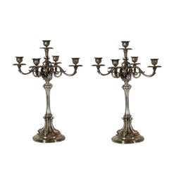 Vintage Pair of Silver Candlesticks Milan, Italy, Mid-1900s