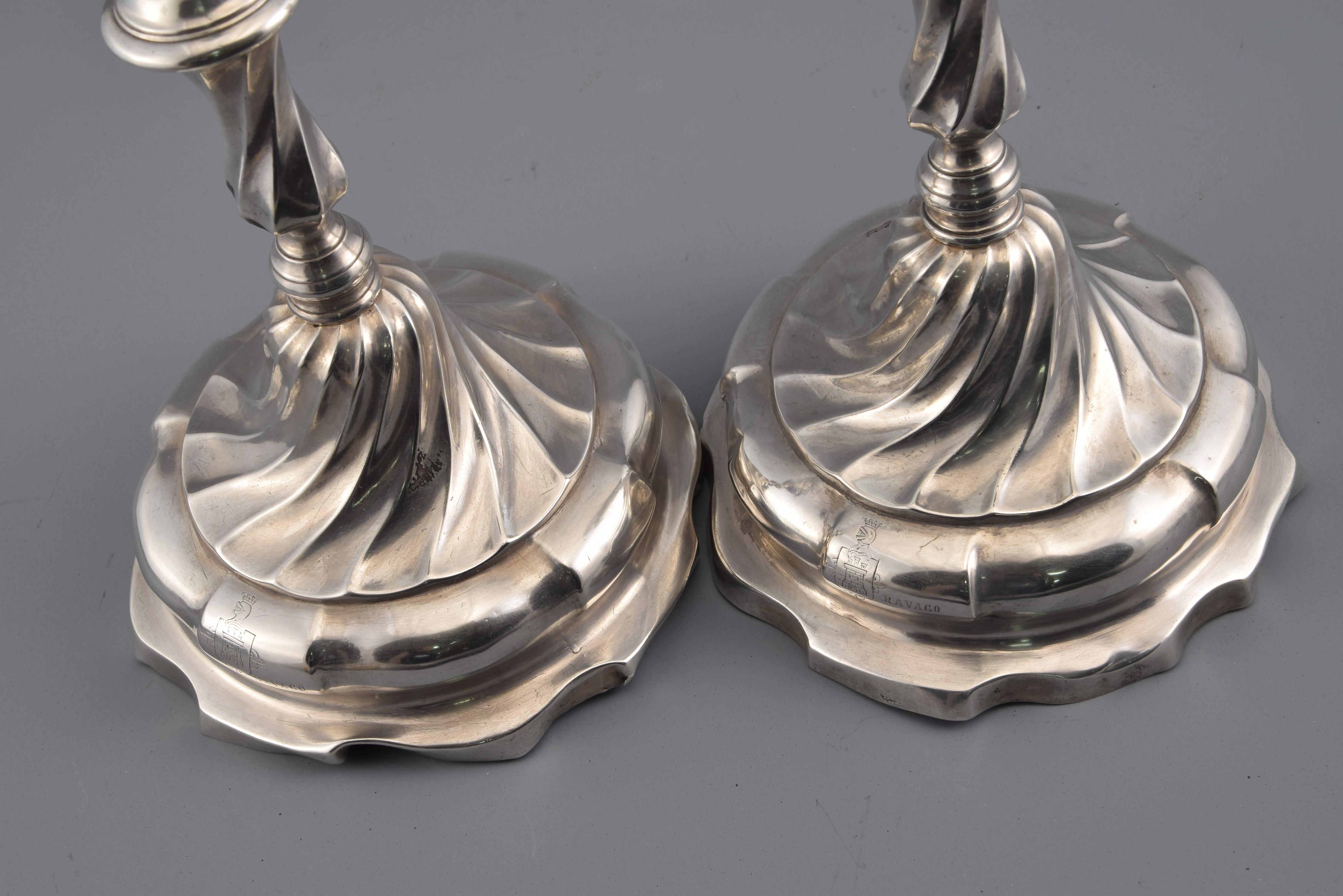 Pair of Silver Candlesticks or Candleholders, Possibly González Téllez, Antonio In Fair Condition In Madrid, ES