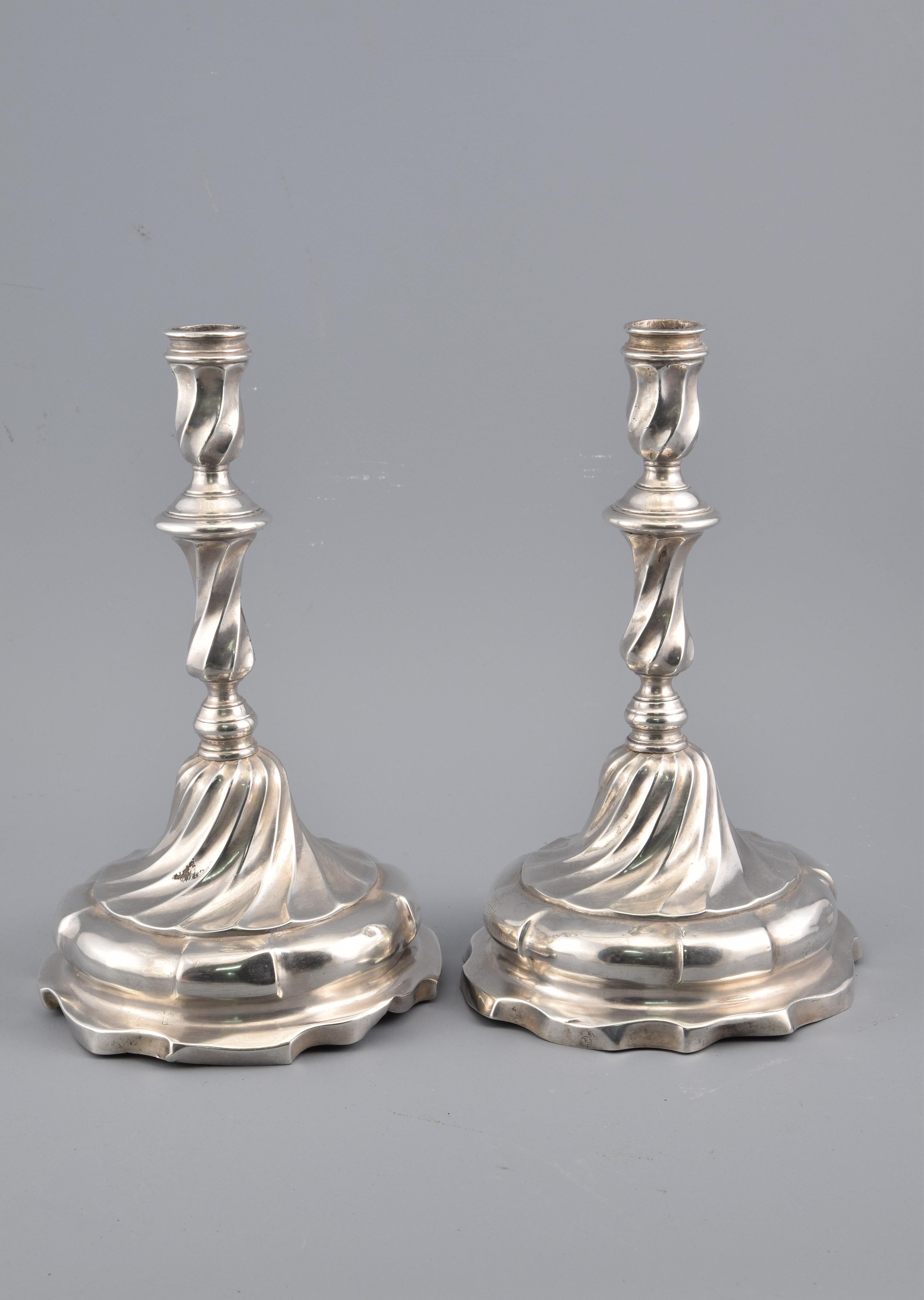 Late 18th Century Pair of Silver Candlesticks or Candleholders, Possibly González Téllez, Antonio