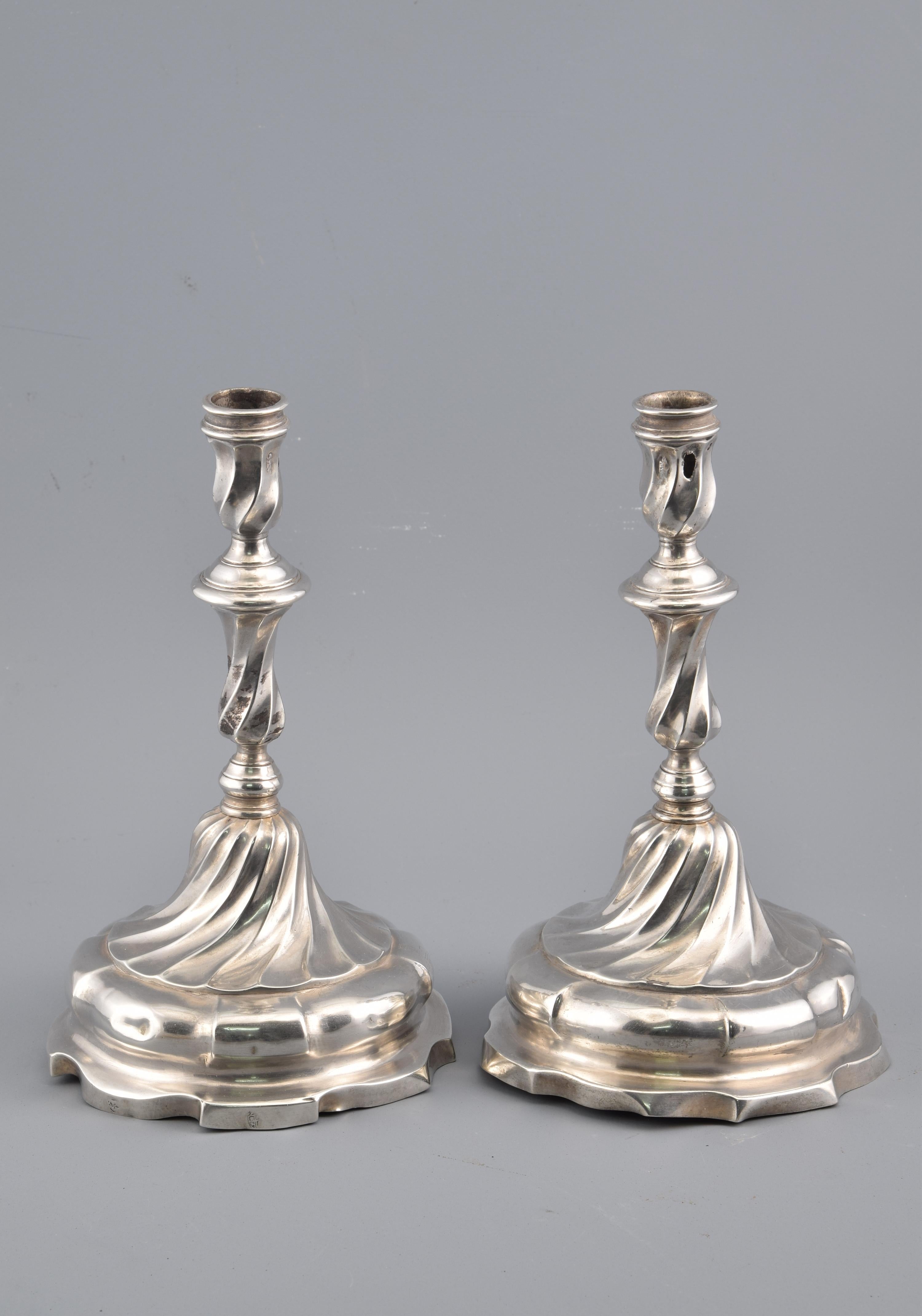 Pair of Silver Candlesticks or Candleholders, Possibly González Téllez, Antonio 1