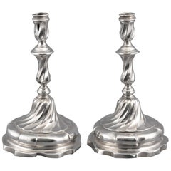 Pair of Silver Candlesticks or Candleholders, Possibly González Téllez, Antonio