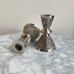 Pair of Silver Candlesticks – Thailand – Richly Decorated