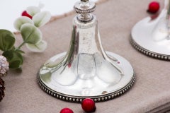 Pair of silver candlesticks w/ pearl trim & trim on the stems & circular bases