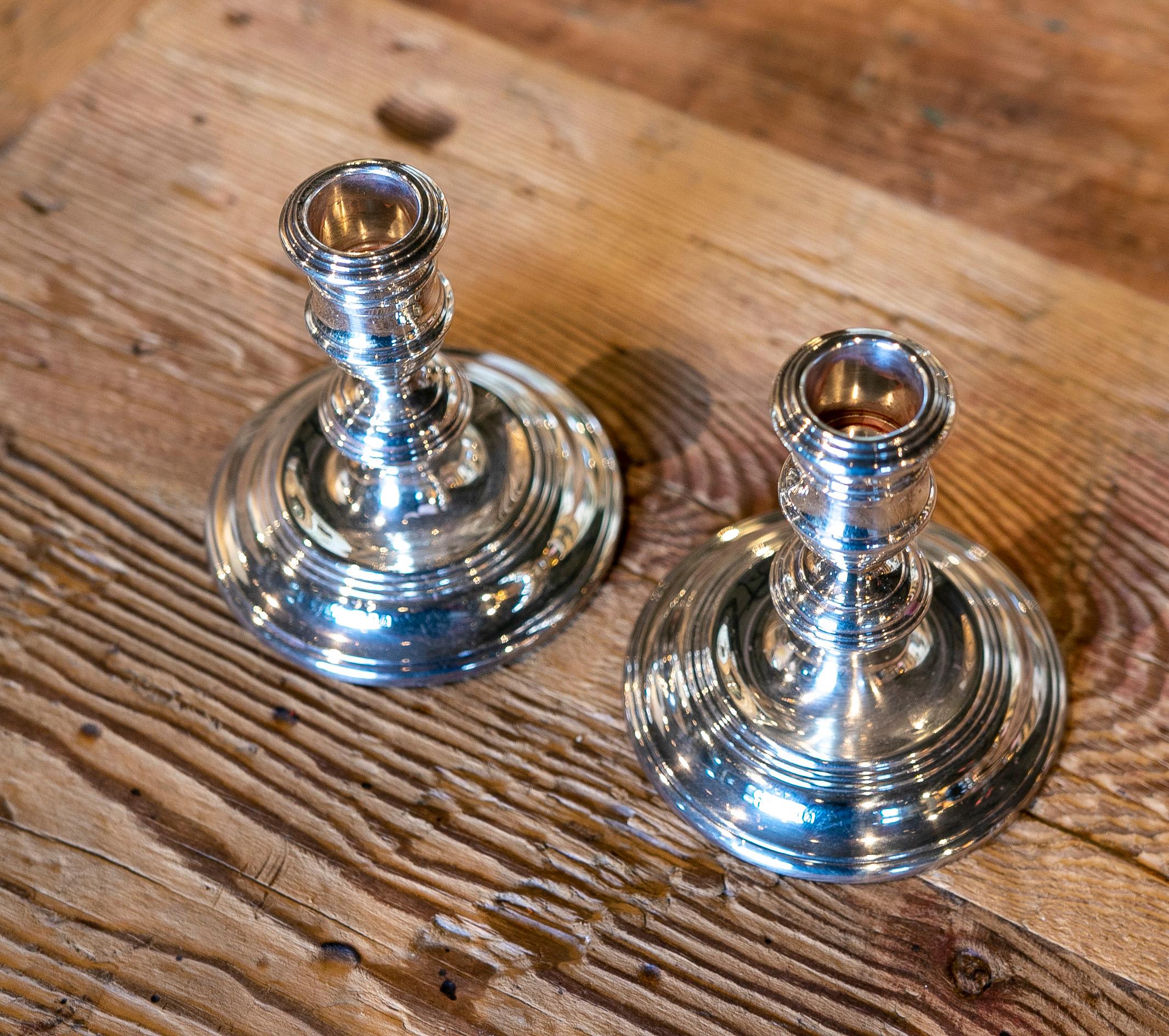 Pair of Silver Candlesticks with Their Stamps on the Underside For Sale 1