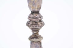 Pair of silver candlesticks with turned stems