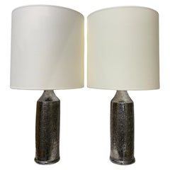 Pair of silver ceramic lamps Bitossi for Bergboms circa 1970