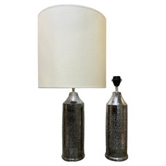 Pair of silver ceramic lamps Bitossi for Bergboms circa 1970