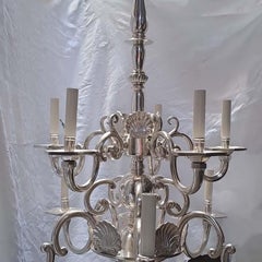 Paar silberne Kronleuchter mit Muschelmotiv, einzeln verkauft