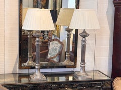 Pair of Silver Column Lamps