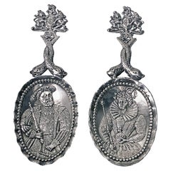 Pair of Silver commemorative caddy spoons, Berthold Muller, Chester 1906