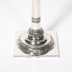 Pair of Silver Corinthian Column & Acanthus Sabbath Candlesticks by Ludwig Nast