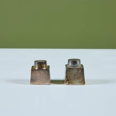 Coppia di saliere e pepiere a forma di cubo in argento