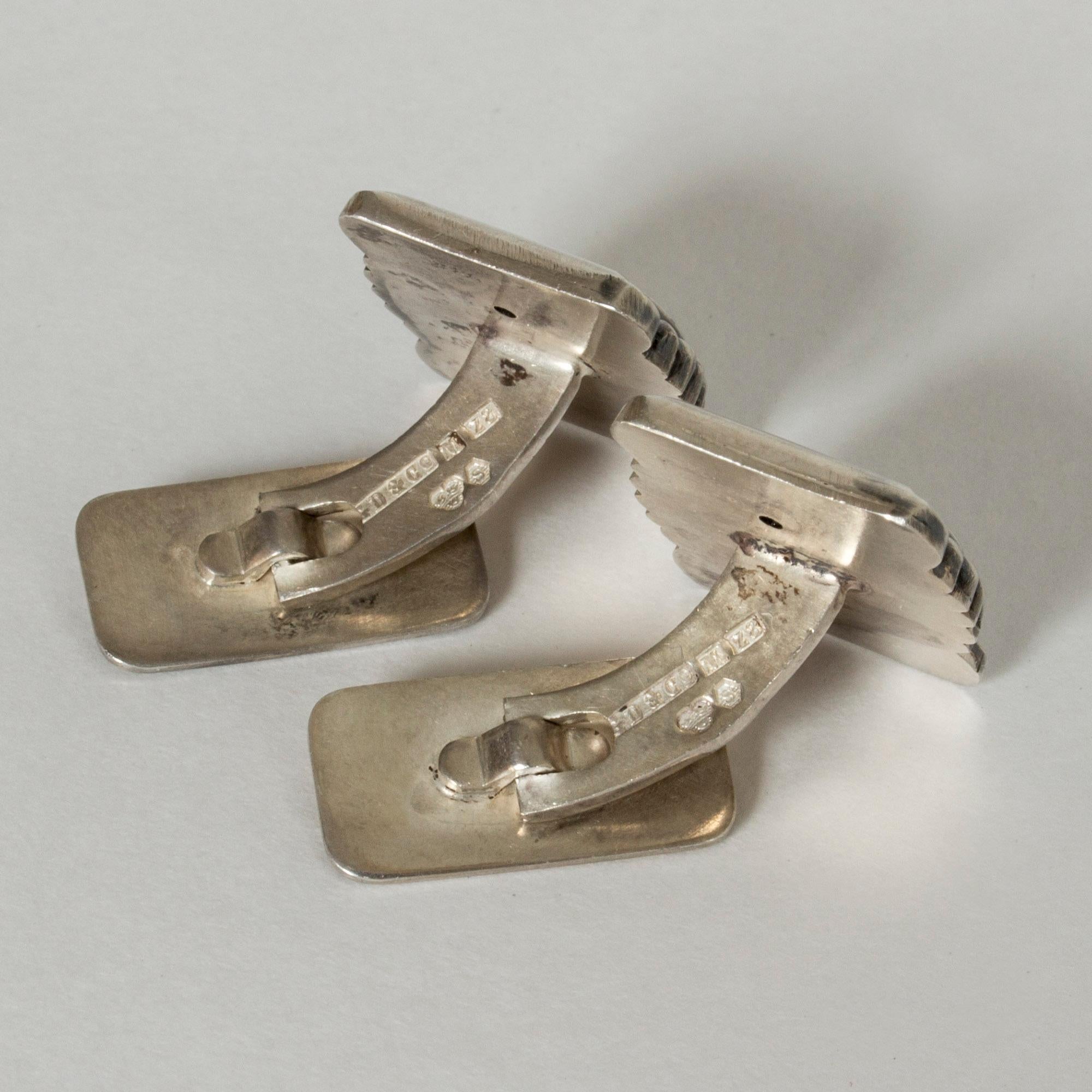 Modernist Pair of Silver Cufflinks from Gustaf Dahlgren & Co., Sweden, 1950s For Sale
