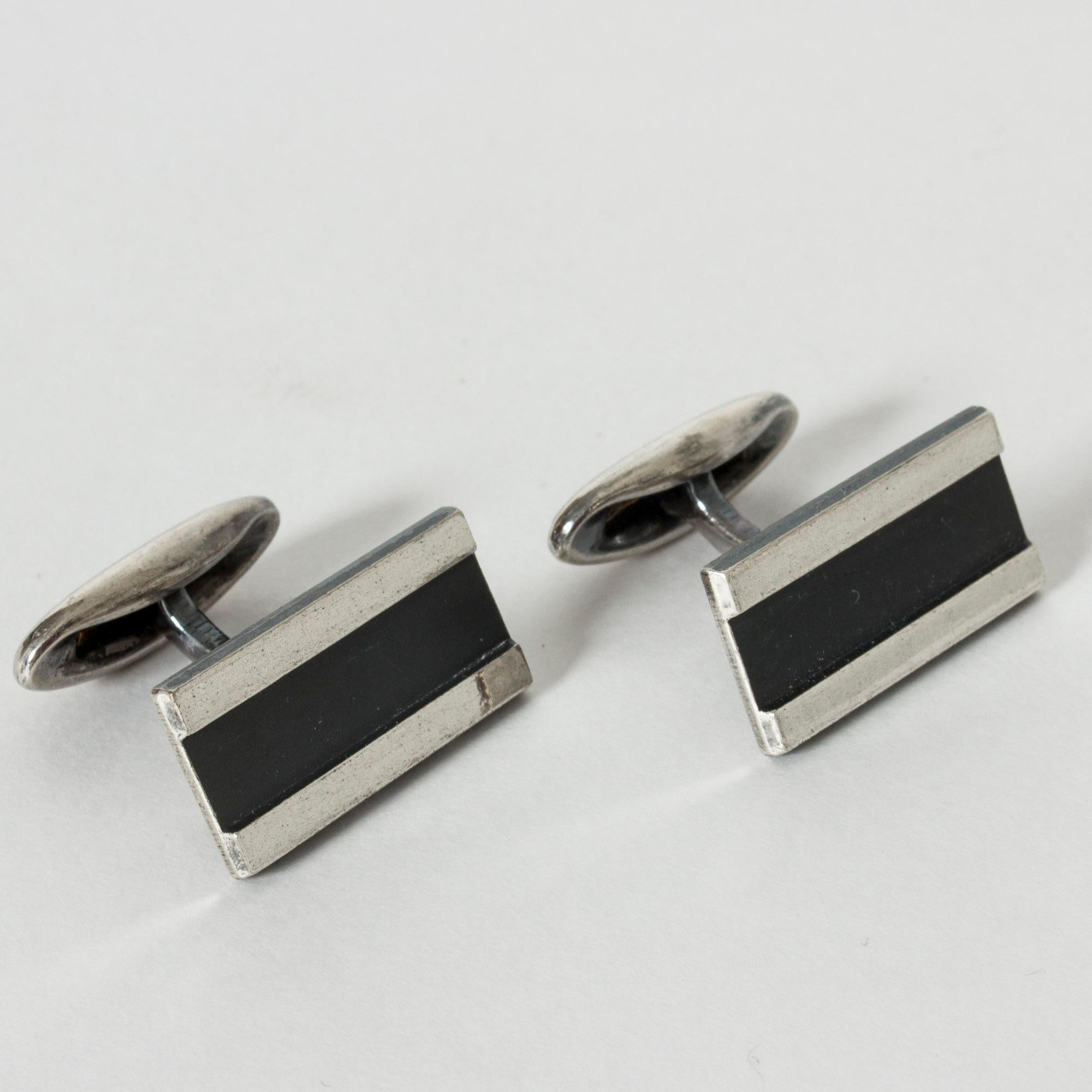 Manschettenknöpfe aus Silber der Skandinavischen Moderne, Schweden, 1970 (Modernistisch)