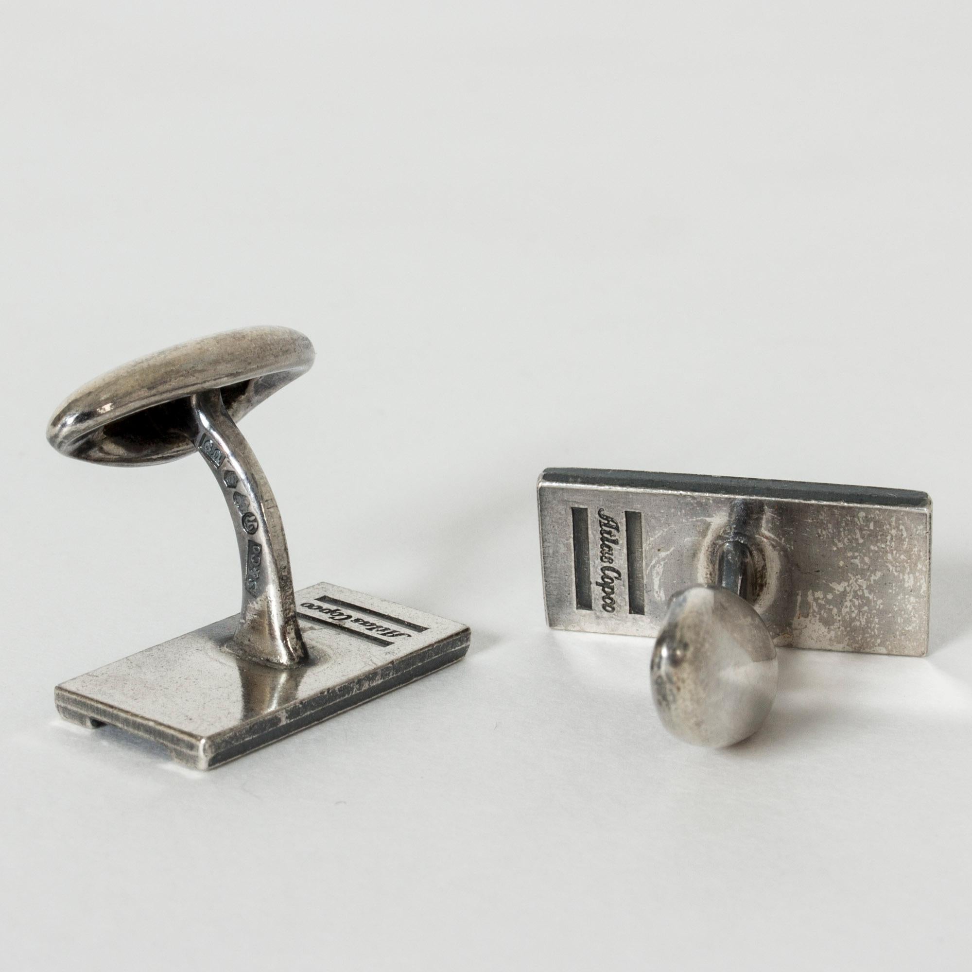 Boutons de manchette scandinaves modernes vintage en argent, Suède, 1970 Bon état - En vente à Stockholm, SE