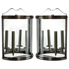 Pair of Silver Demilune Wall Lanterns