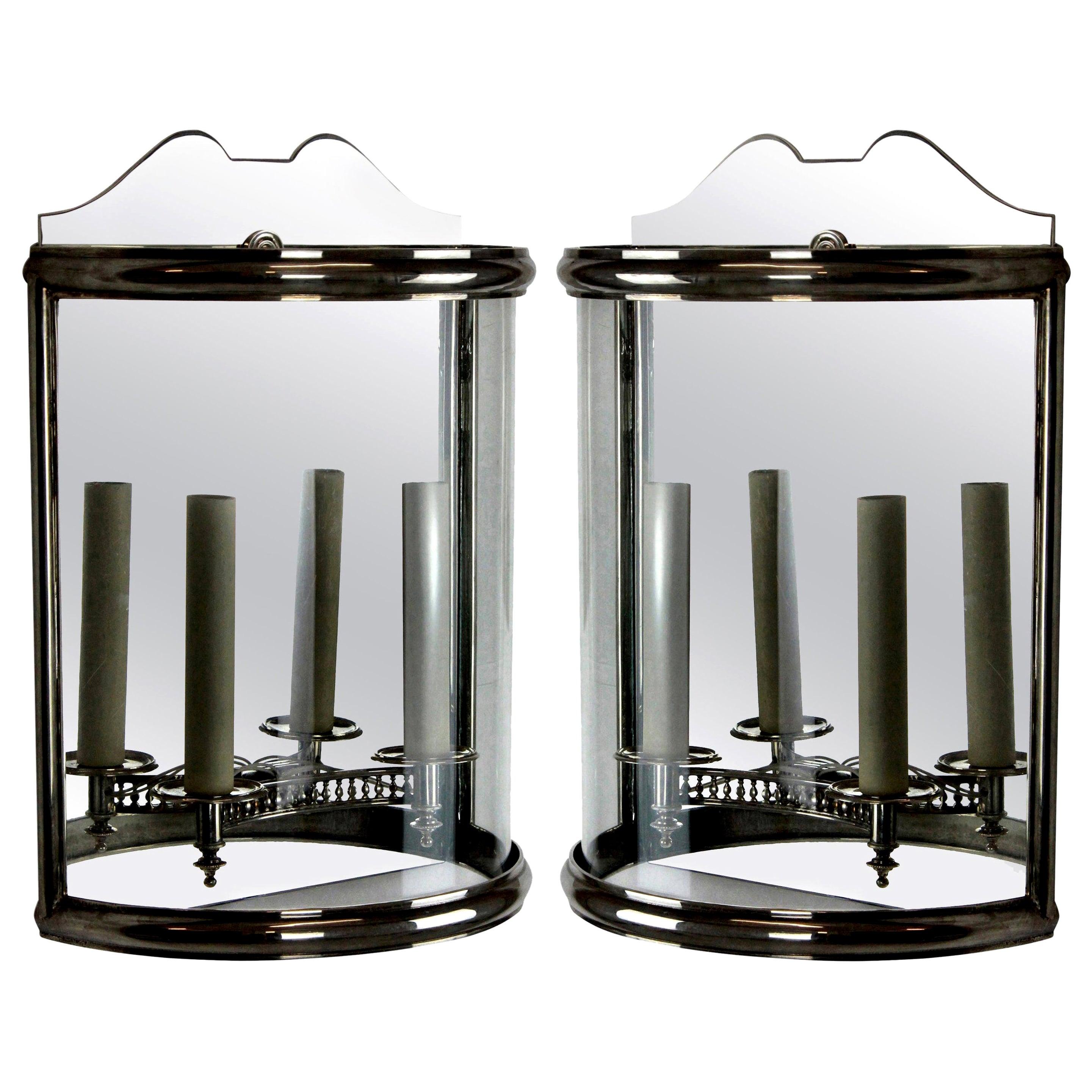 Pair of Silver Demilune Wall Lanterns