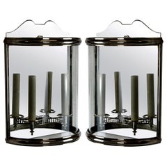 Pair of Silver Demilune Wall Lanterns