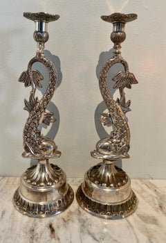 Pair of Silver Dolphin Candlesticks