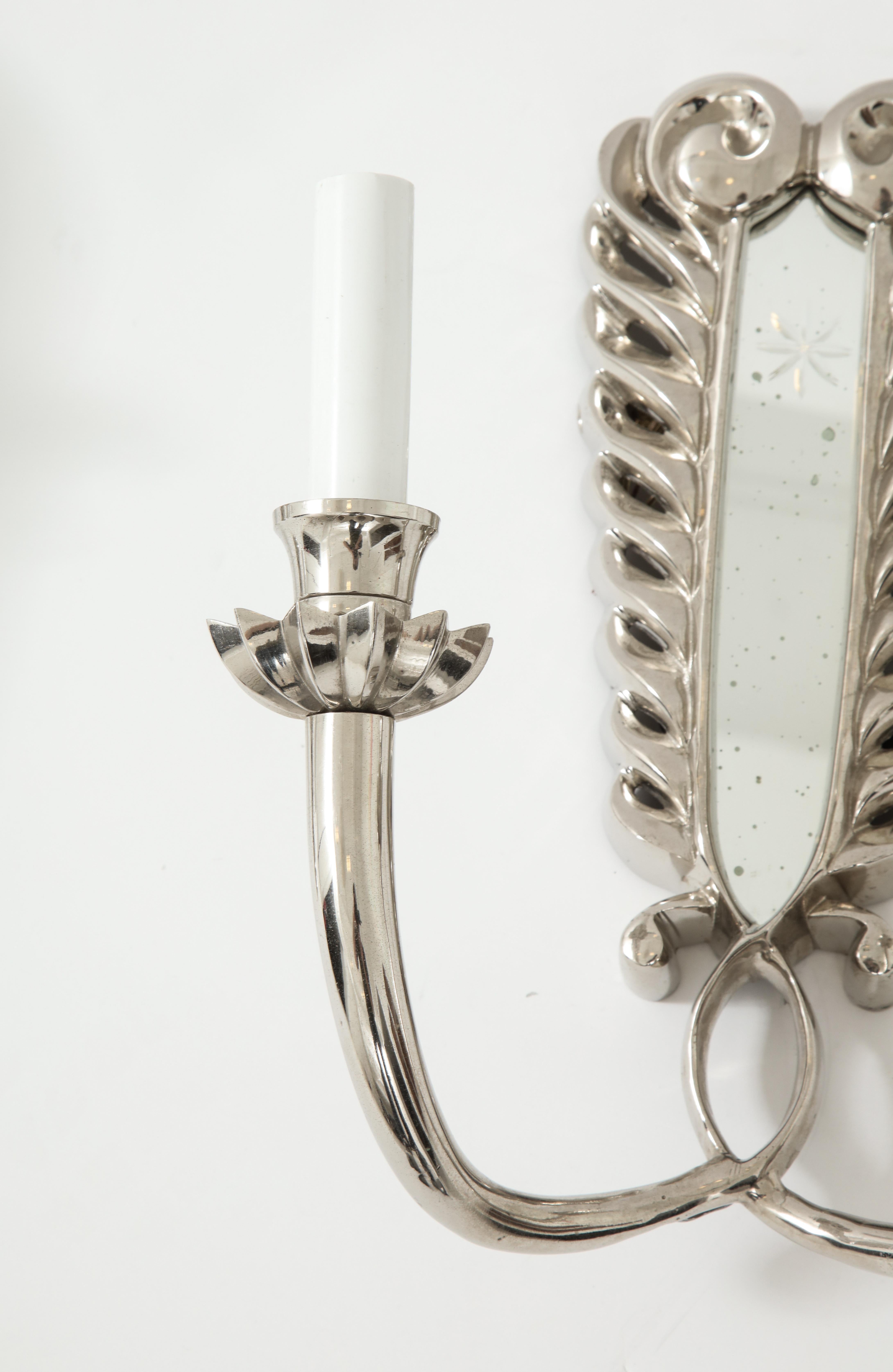 Pair of Silver Double Arm Sconces For Sale 4