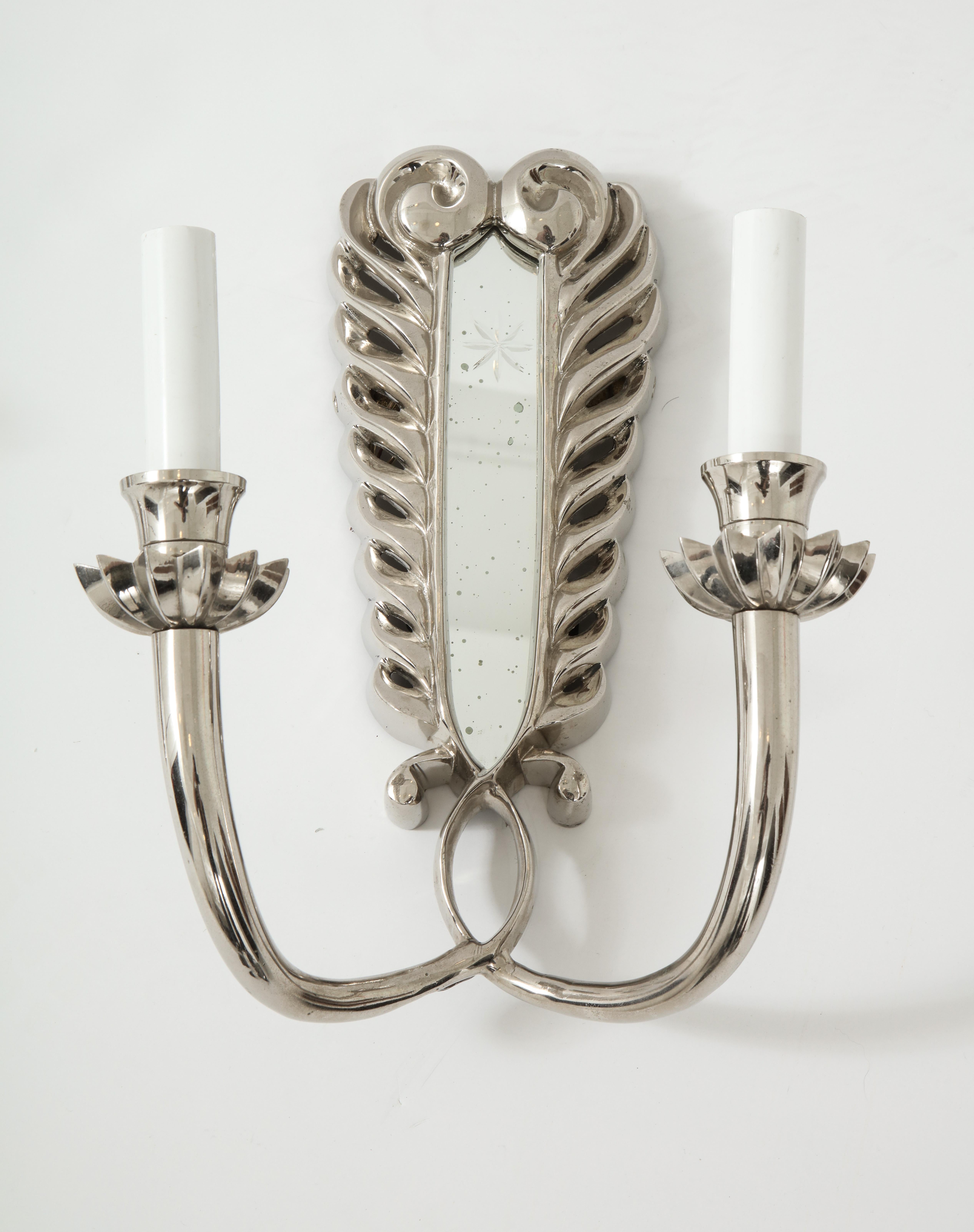 Pair of Silver Double Arm Sconces For Sale 5