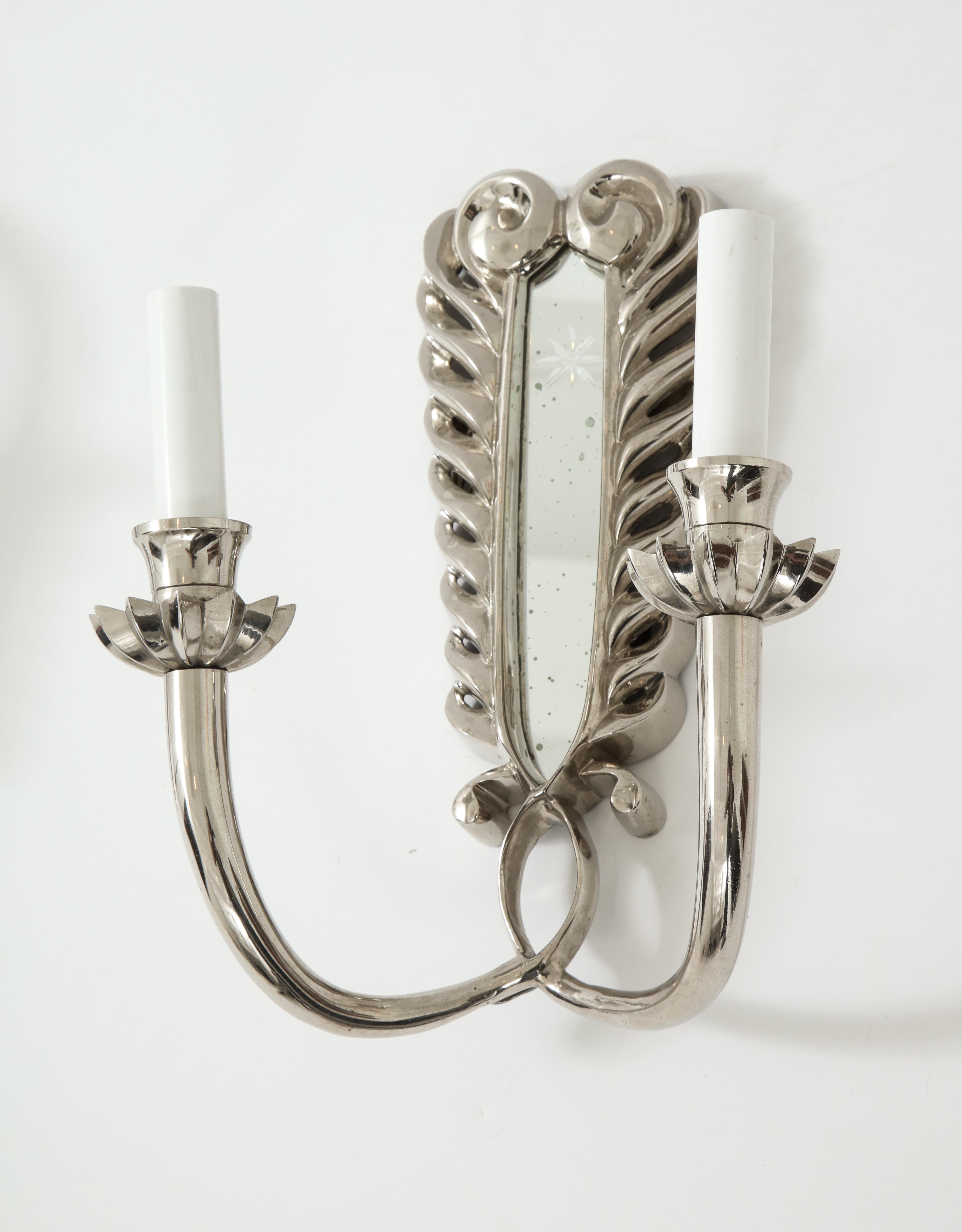 Pair of Silver Double Arm Sconces For Sale 6
