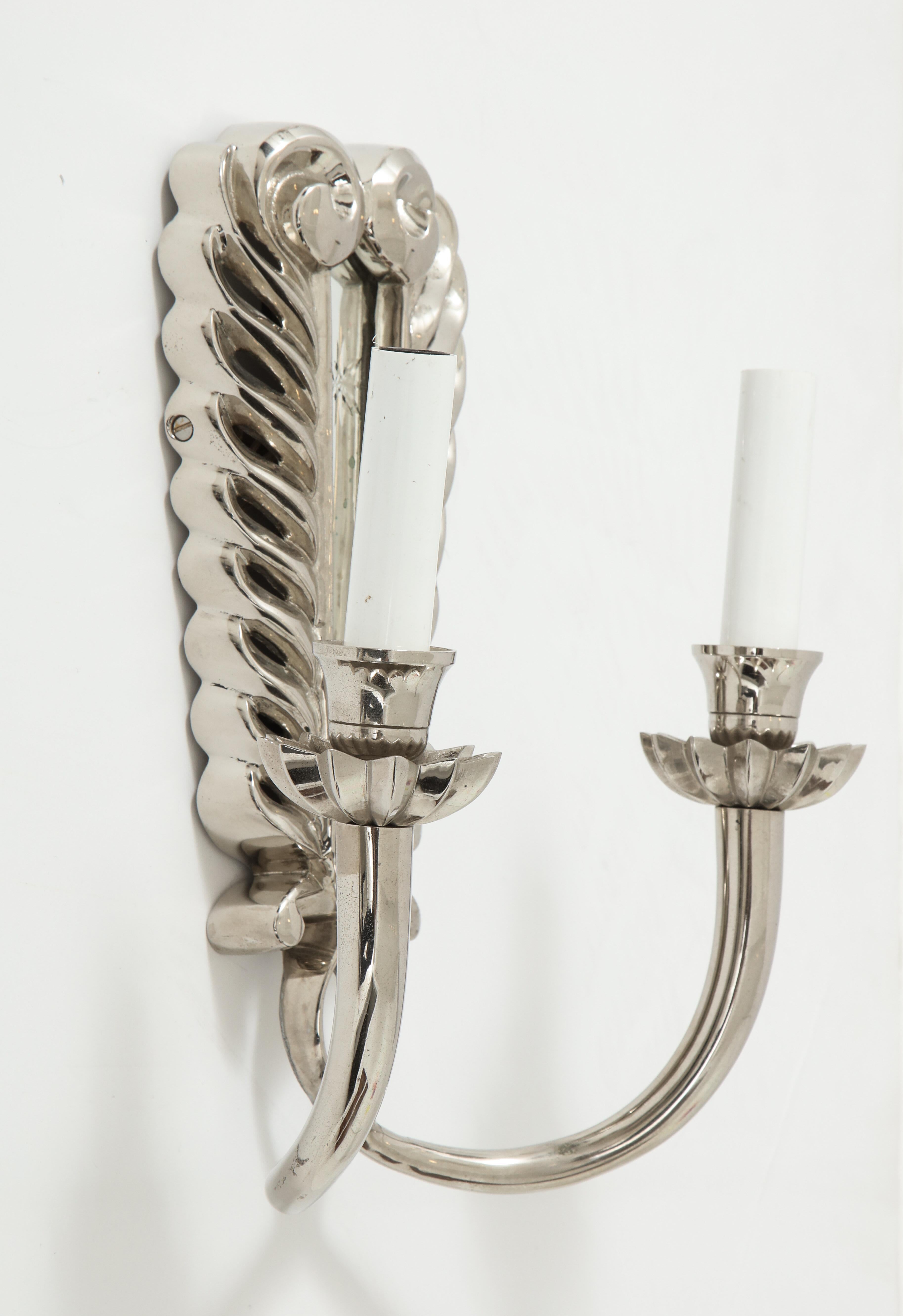 Pair of Silver Double Arm Sconces For Sale 8