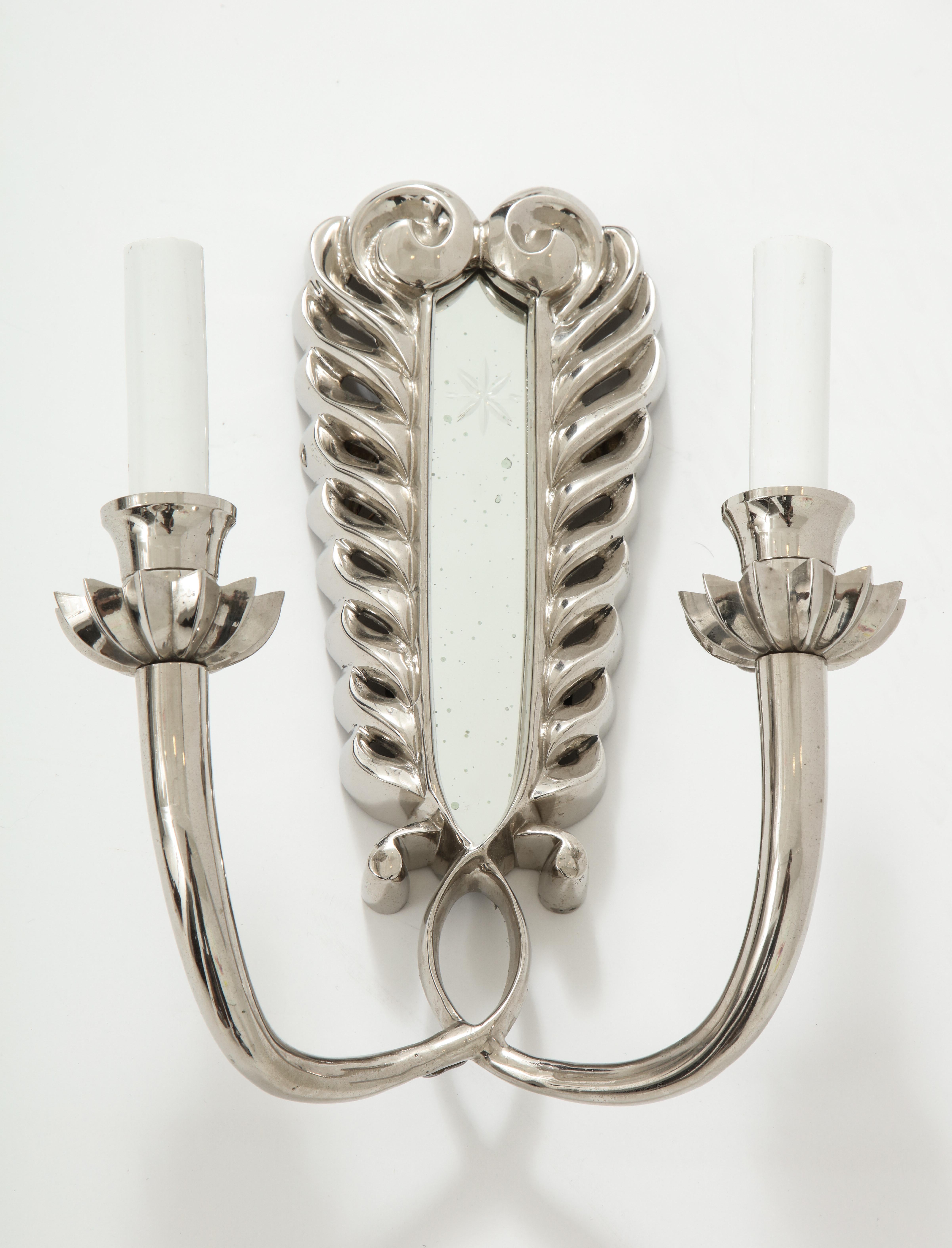 Pair of Silver Double Arm Sconces For Sale 10