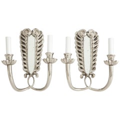 Set of Two Silver Double Arm Sconces
