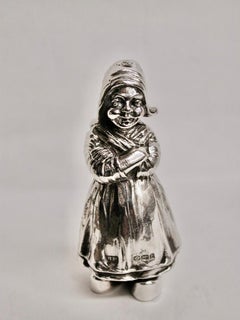 Pair of Silver Dutch Girl Salt & Pepper Shakers, Berthold Muller Dated 1910/1912