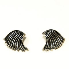 Vintage pair of silver earclips `Innovative Space` Marianne Berg for D. Andersen