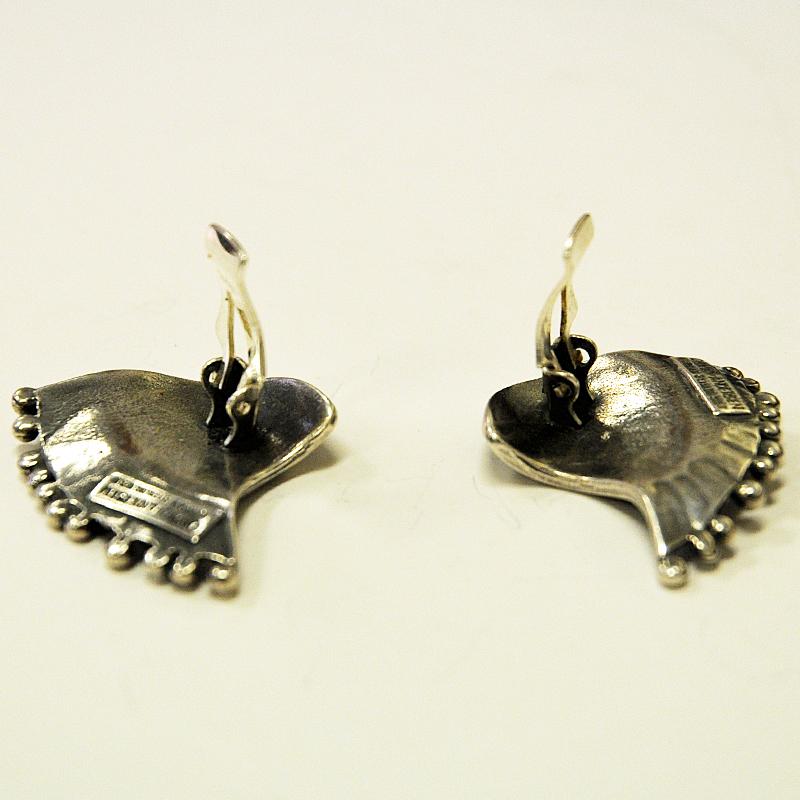 Silver Vintage pair of silver earclips `Innovative Space` Marianne Berg for D. Andersen For Sale
