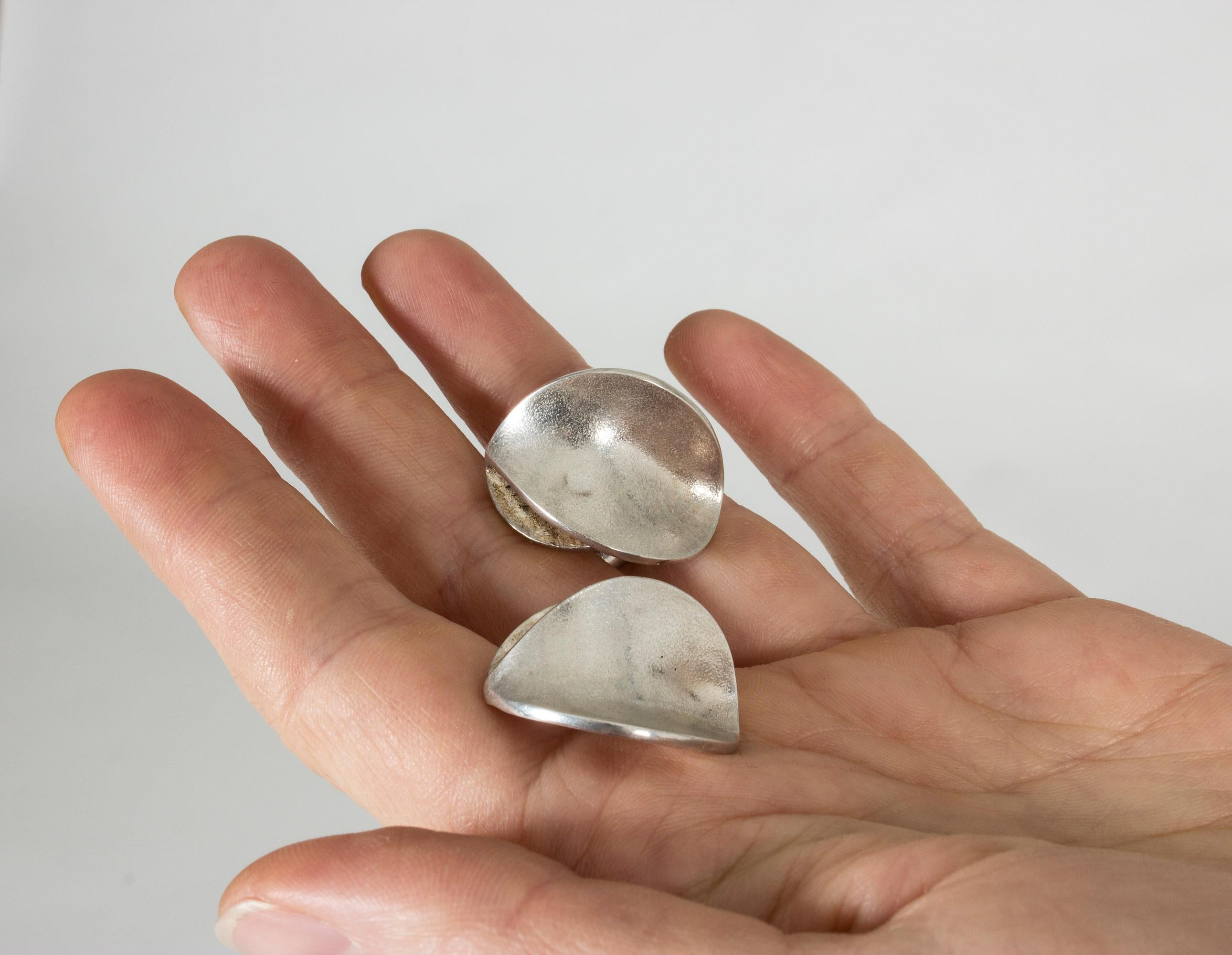 Modern Pair of Silver Earrings by Björn Weckström for Lapponia, Finland, 1970s