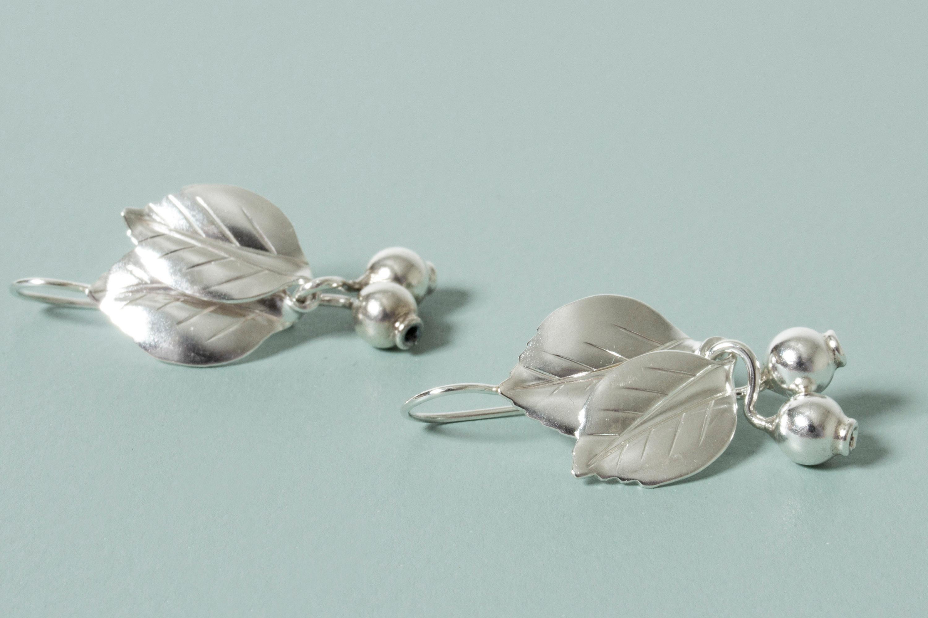 Modernist Pair of Silver Earrings by Gertrud Engel for Michelsen, Sweden, 1951