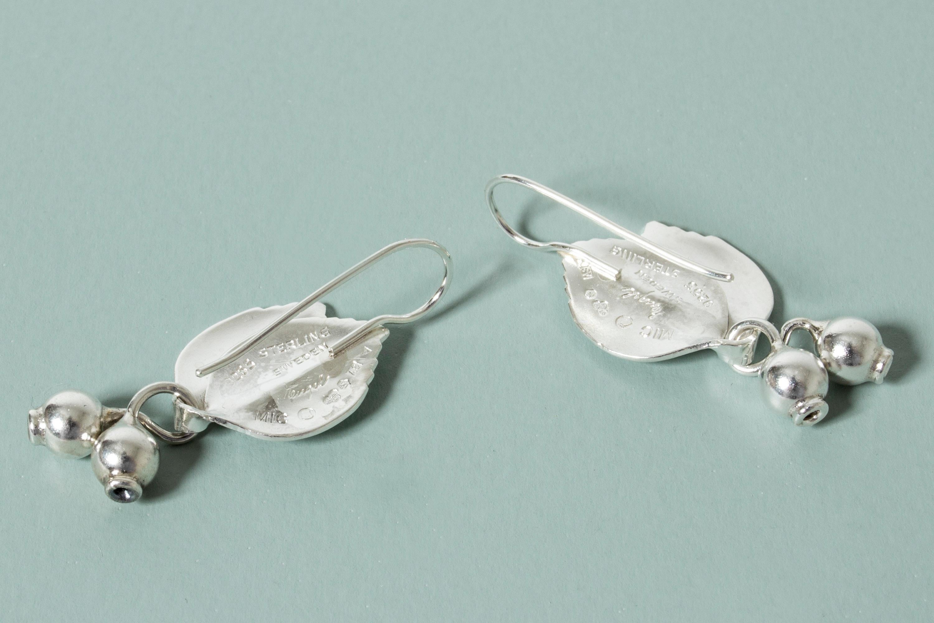 Pair of Silver Earrings by Gertrud Engel for Michelsen, Sweden, 1951 In Good Condition In Stockholm, SE